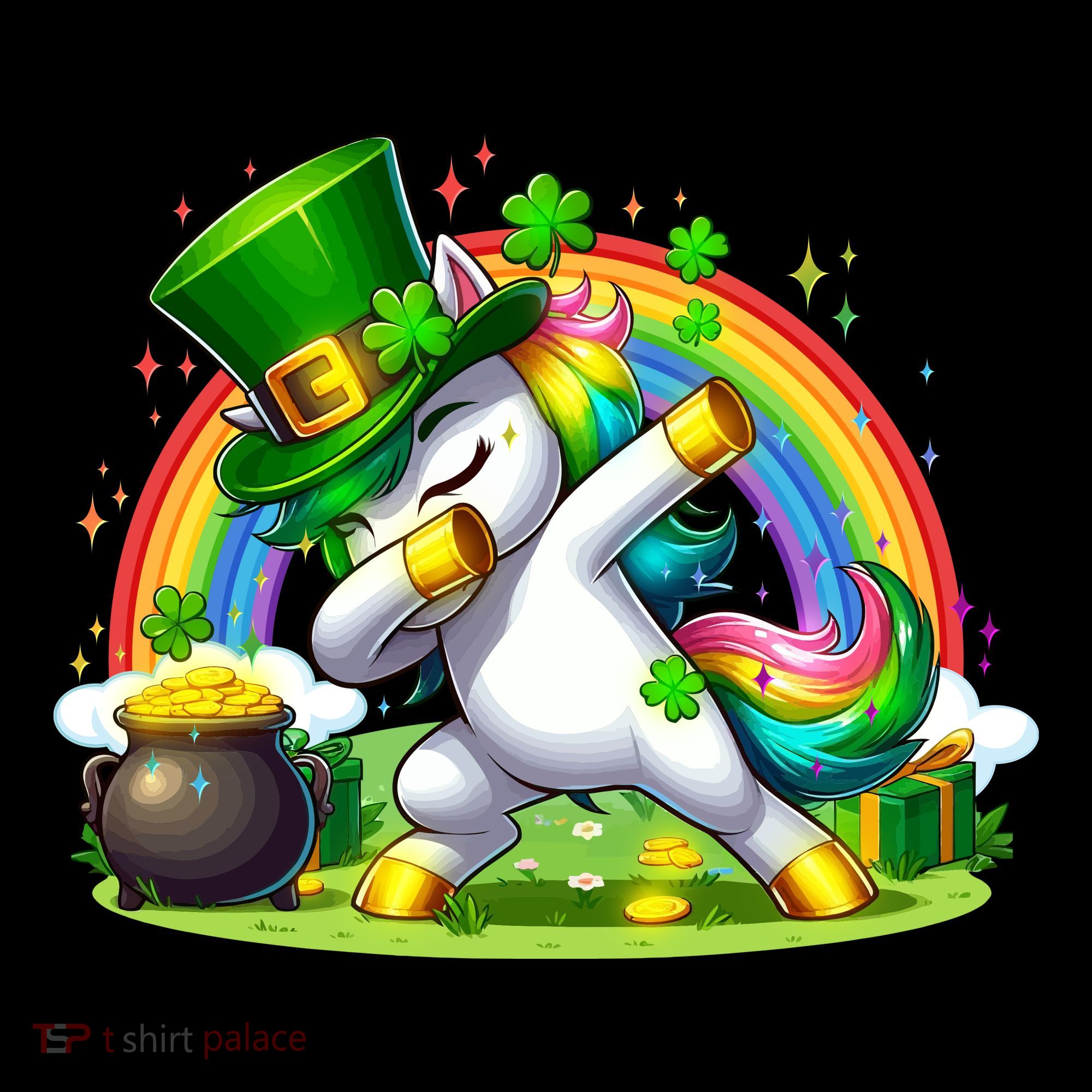 Cute St Patricks Day Dabbing Leprechaun Pony Women's Tank Top