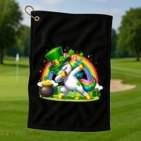 Cute St Patricks Day Dabbing Leprechaun Pony Golf Towel thumb 1