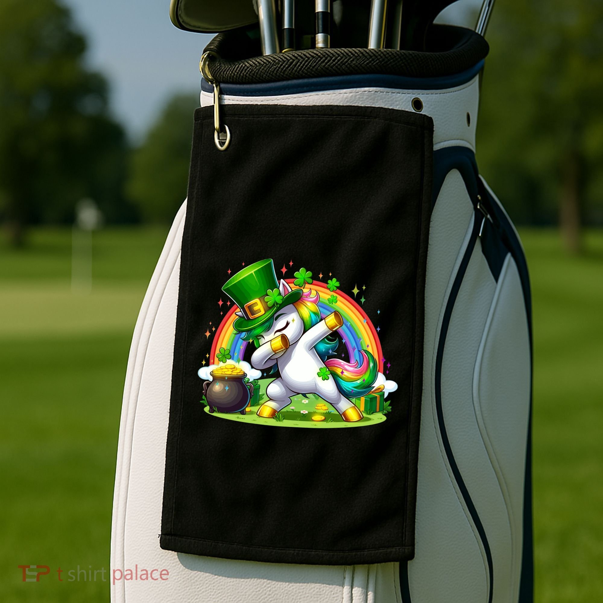 Cute St Patricks Day Dabbing Leprechaun Pony Golf Towel