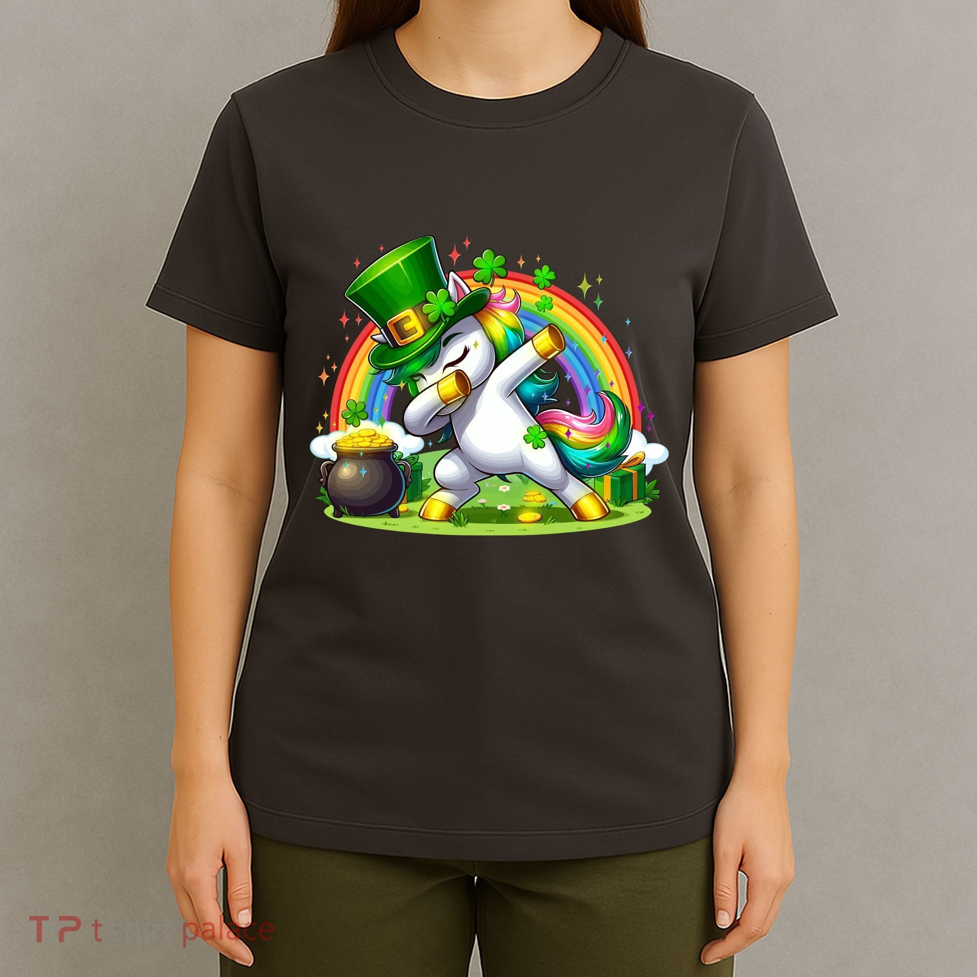 Cute St Patricks Day Dabbing Leprechaun Pony T-Shirt