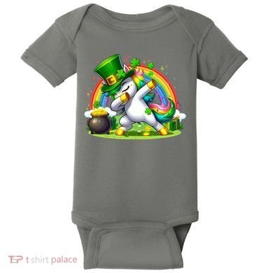 Cute St Patricks Day Dabbing Leprechaun Pony Baby Bodysuit