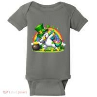 Cute St Patricks Day Dabbing Leprechaun Pony Baby Bodysuit thumb 0