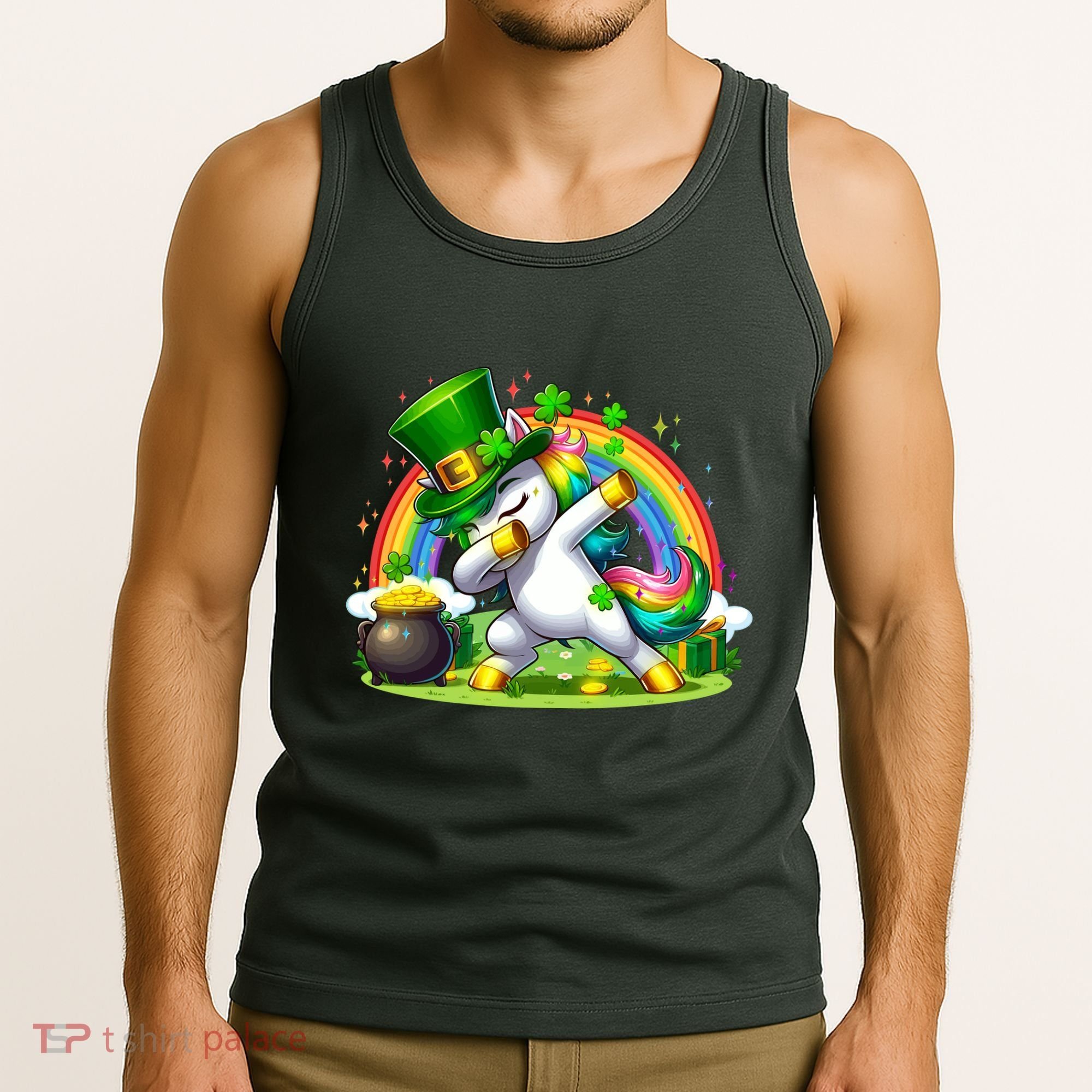 Cute St Patricks Day Dabbing Leprechaun Pony Tank Top