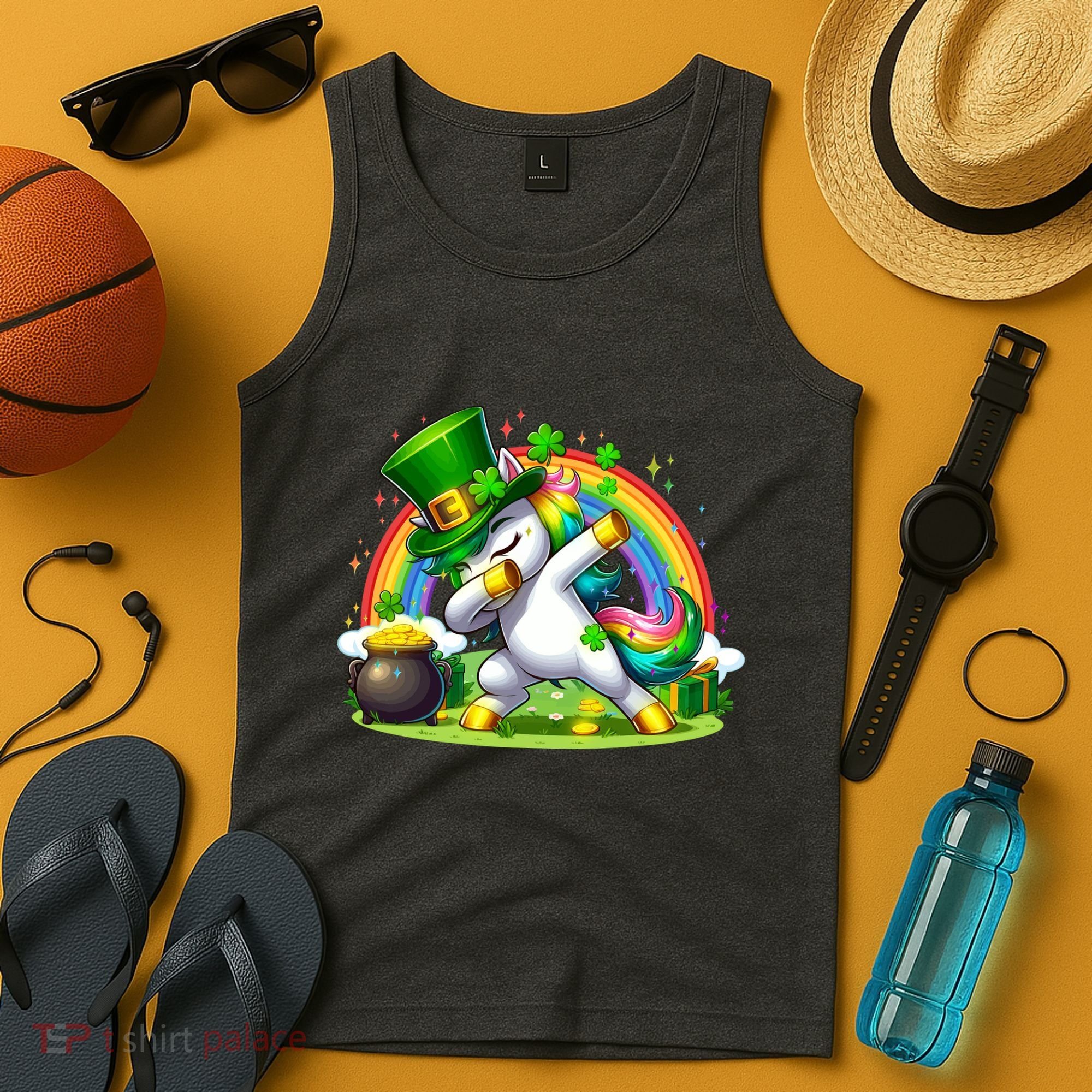 Cute St Patricks Day Dabbing Leprechaun Pony Tank Top
