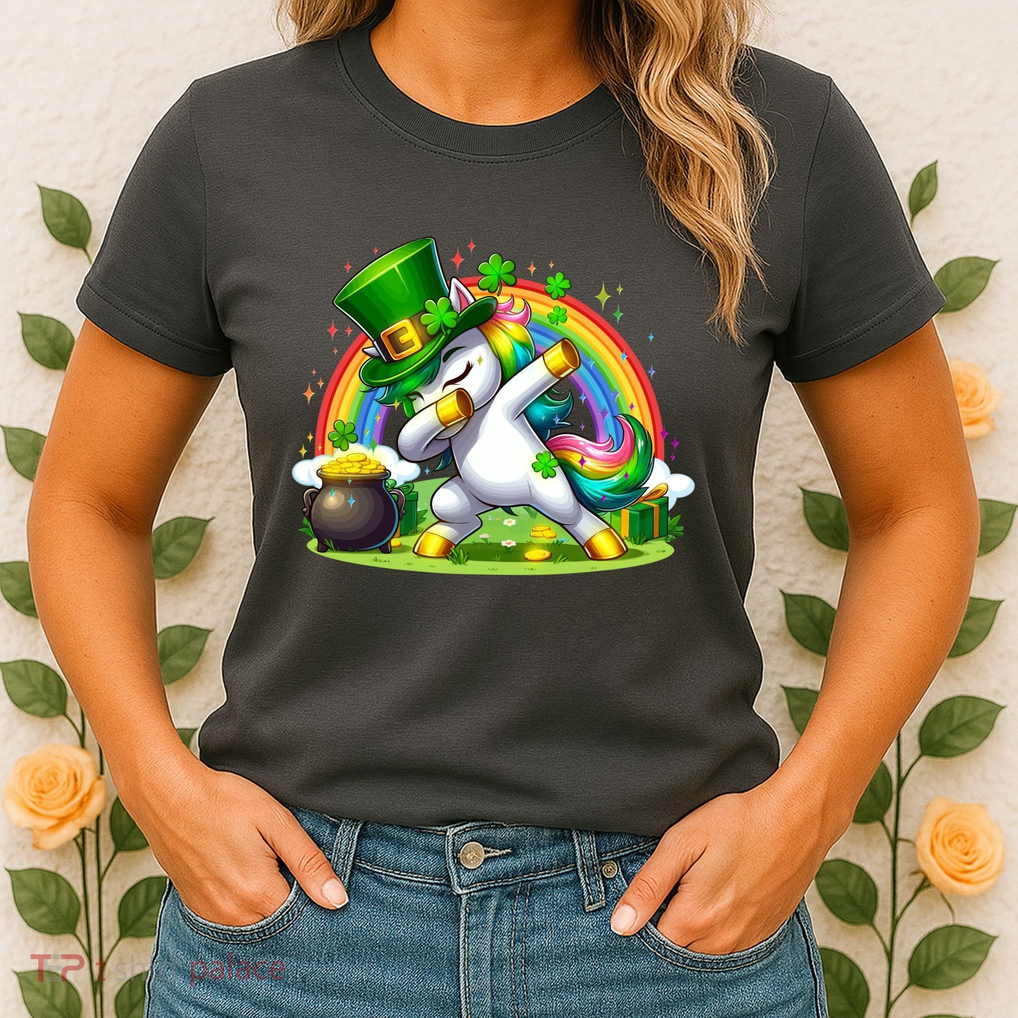 Cute St Patricks Day Dabbing Leprechaun Pony Women's T-Shirt
