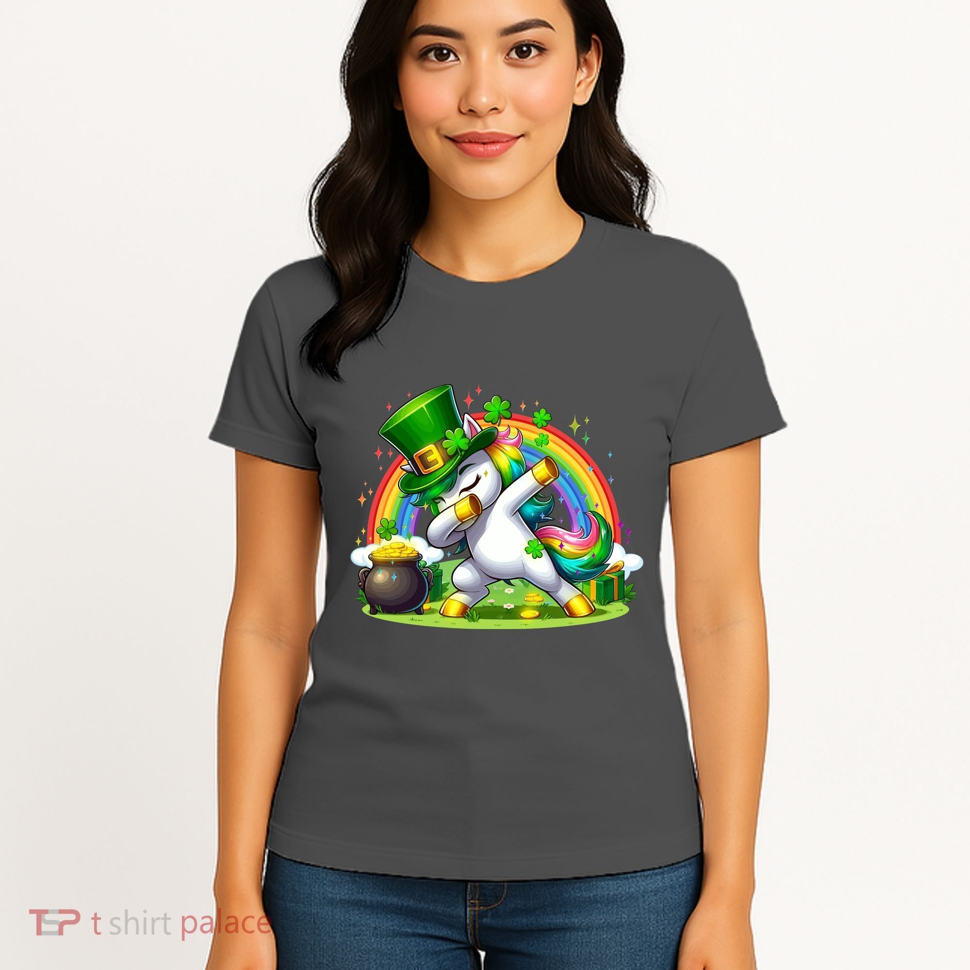 Cute St Patricks Day Dabbing Leprechaun Pony Women's T-Shirt