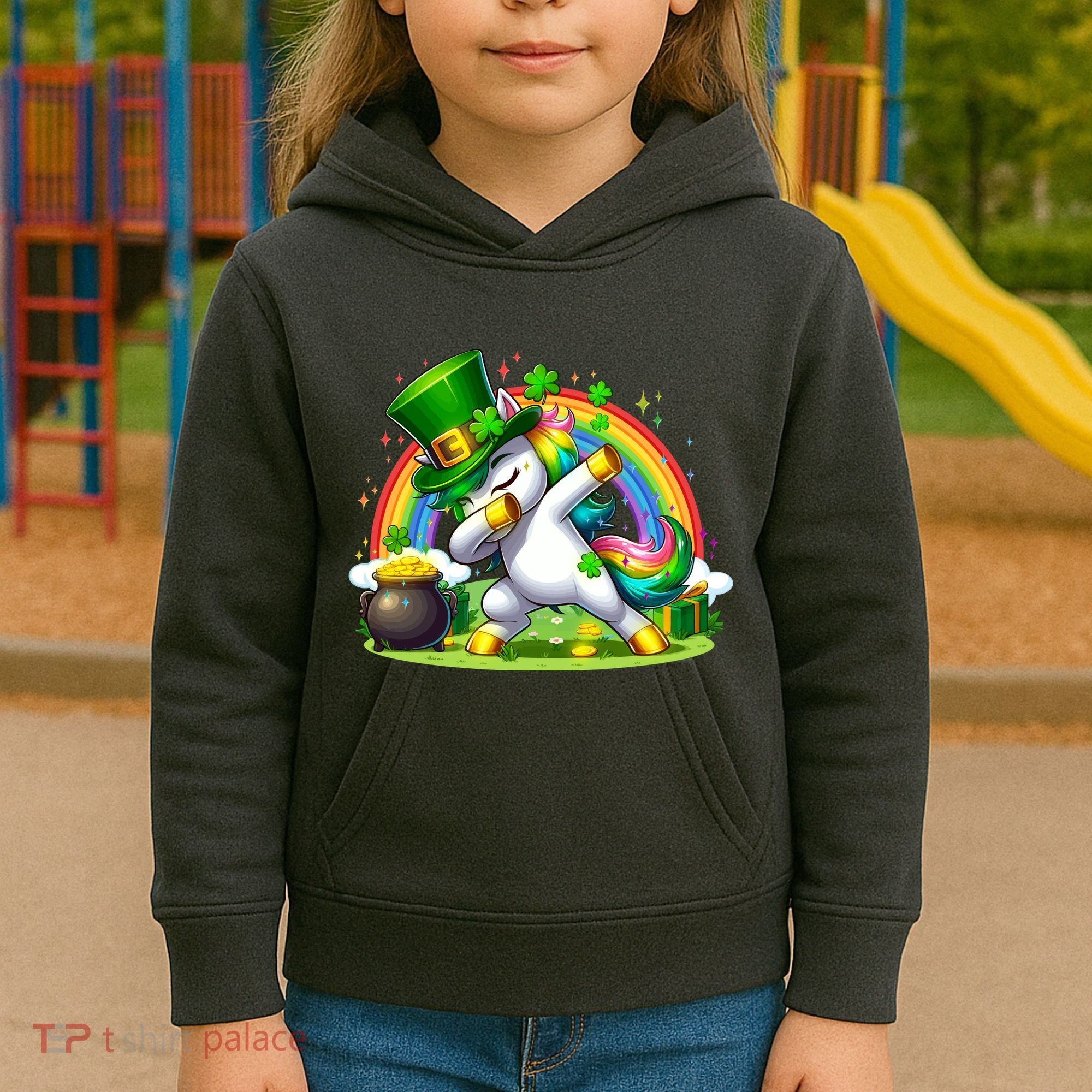 Cute St Patricks Day Dabbing Leprechaun Pony Kids Hoodie