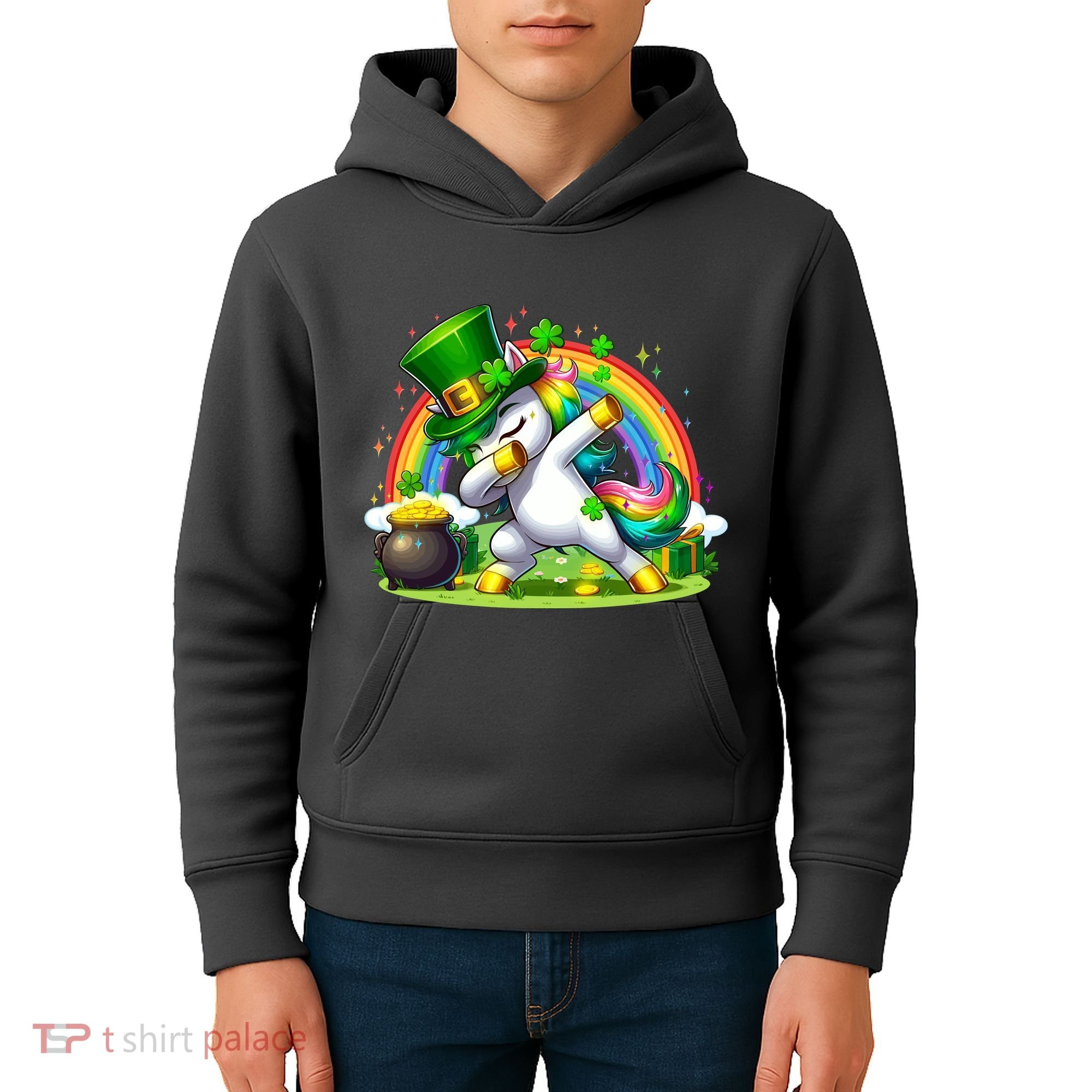 Cute St Patricks Day Dabbing Leprechaun Pony Kids Hoodie