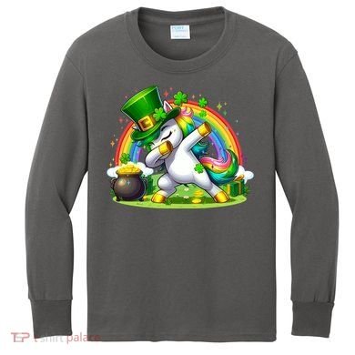 Cute St Patricks Day Dabbing Leprechaun Pony Kids Long Sleeve Shirt