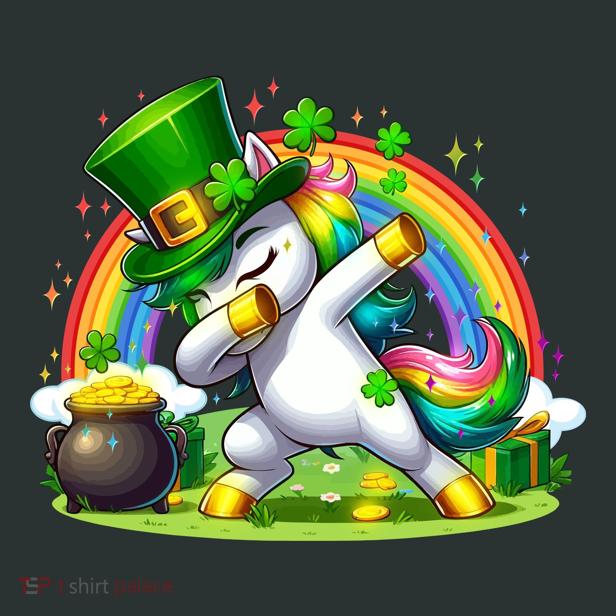 Cute St Patricks Day Dabbing Leprechaun Pony Kids Long Sleeve Shirt