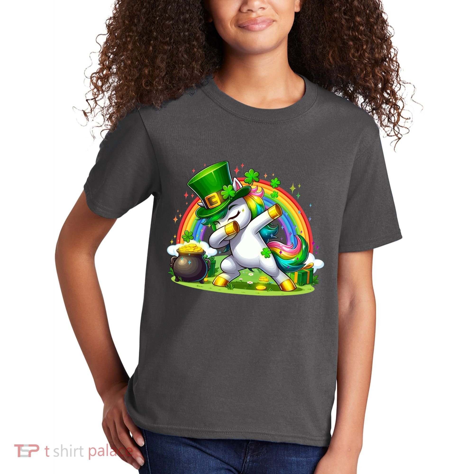 Cute St Patricks Day Dabbing Leprechaun Pony Kids T-Shirt