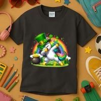 Cute St Patricks Day Dabbing Leprechaun Pony Kids T-Shirt thumb 3