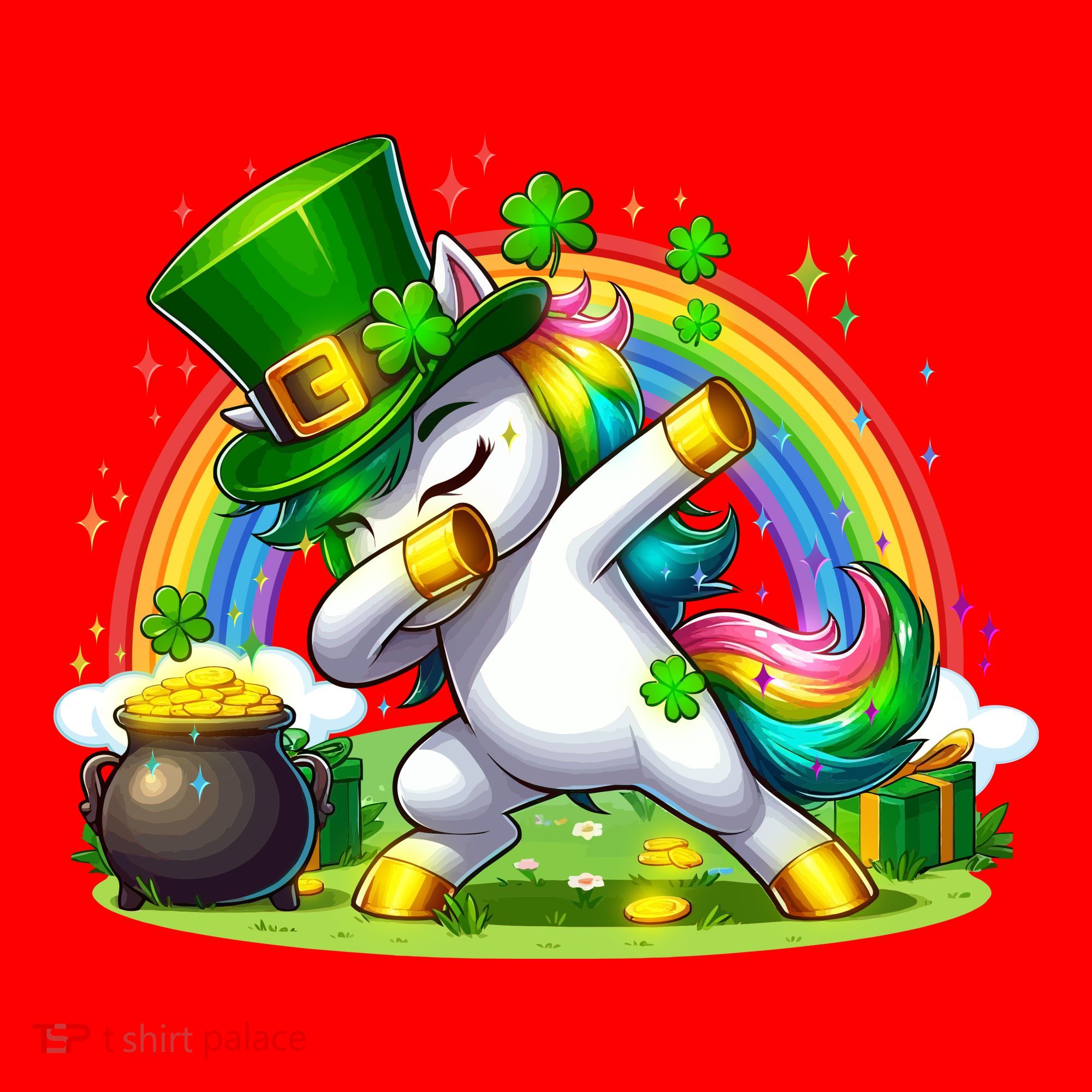Cute St Patricks Day Dabbing Leprechaun Pony Santa Hat