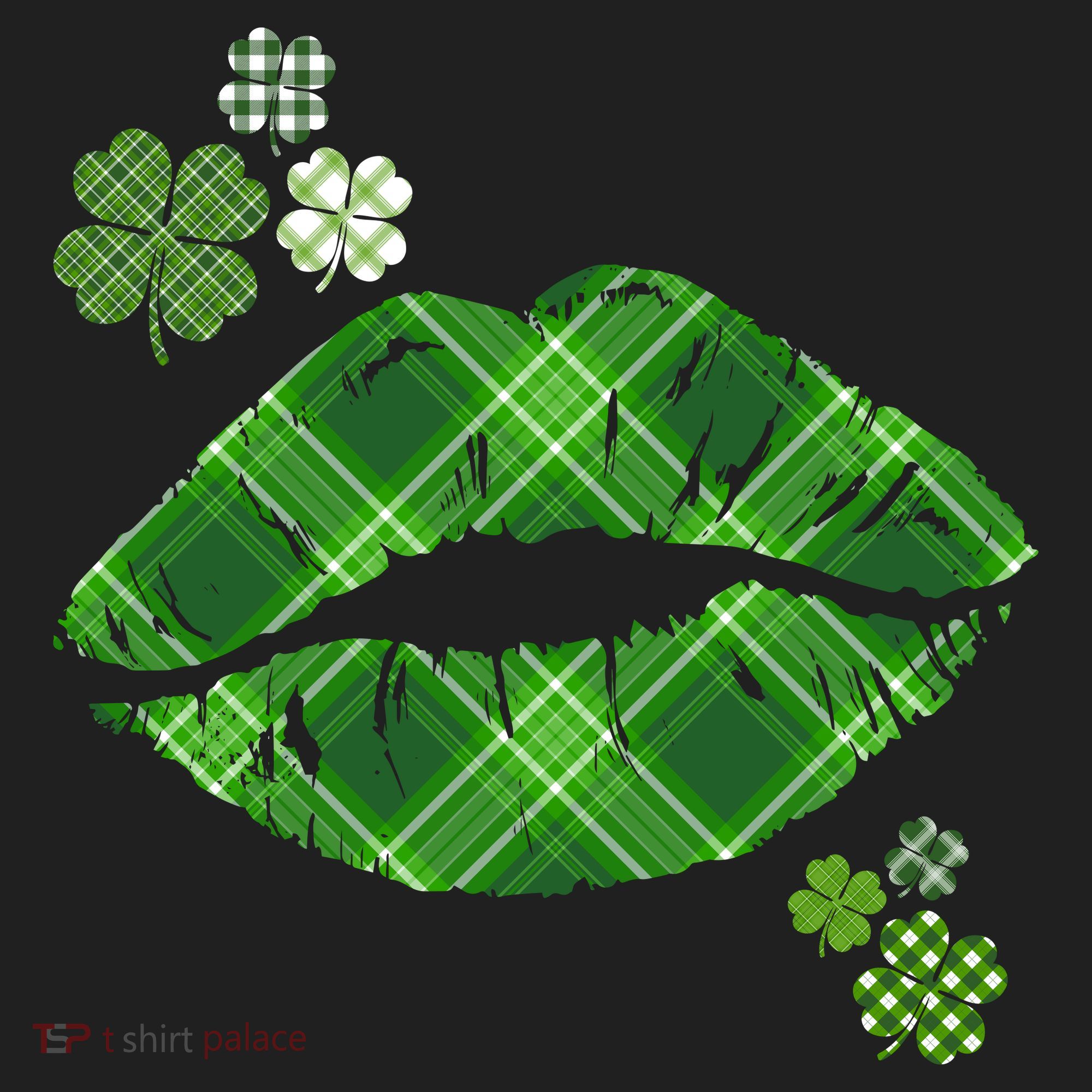 Cute St Patrick's Day Green Plaid Lip Print Women's Sweatshirt