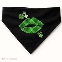 Cute St Patrick's Day Green Plaid Lip Print USA-Made Doggie Bandana thumb 0