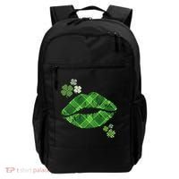 Cute St Patrick's Day Green Plaid Lip Print Backpack thumb 0