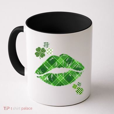 Cute St Patrick's Day Green Plaid Lip Print Coffee Mug