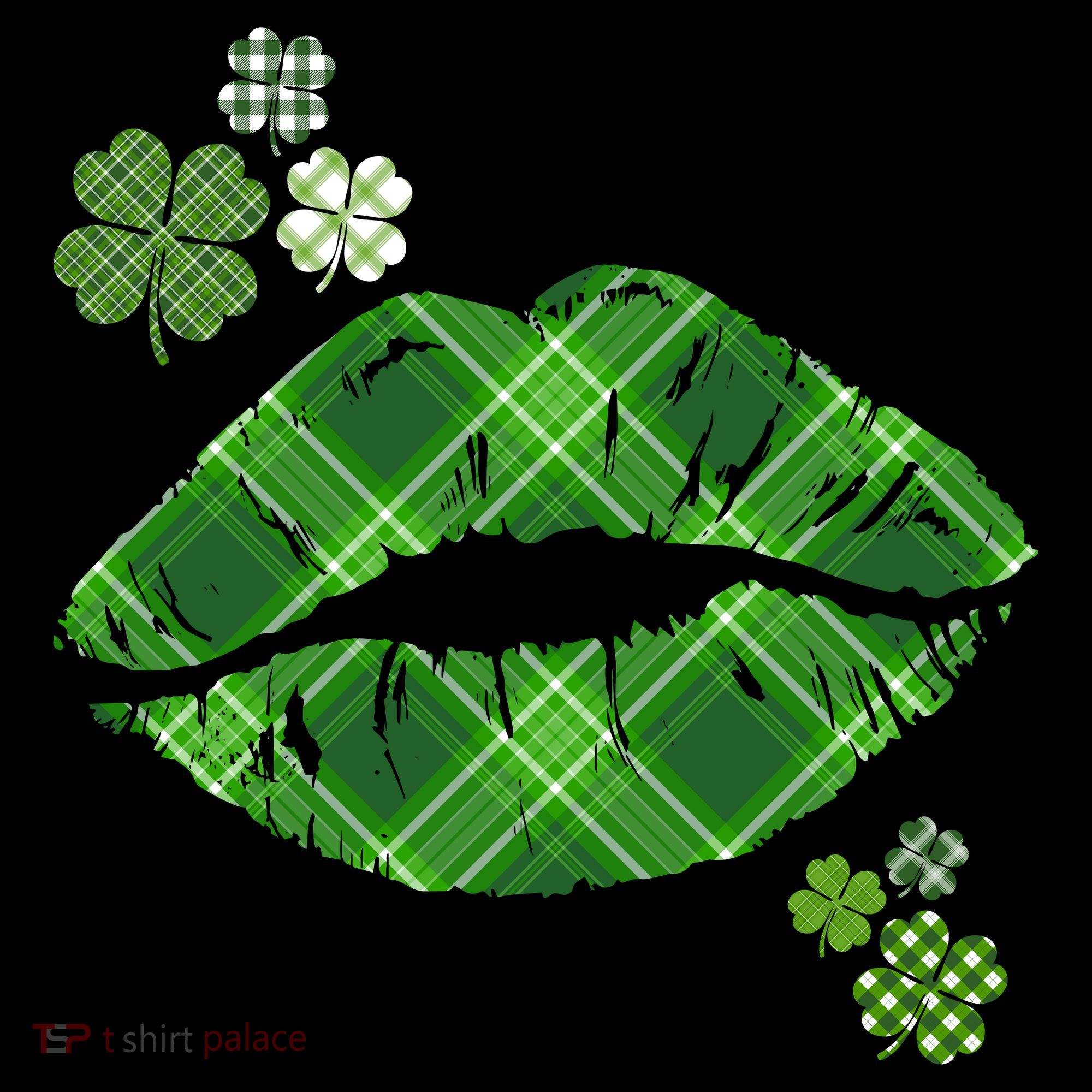 Cute St Patrick's Day Green Plaid Lip Print Coffee Mug