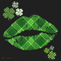 Cute St Patrick's Day Green Plaid Lip Print Beanie thumb 2