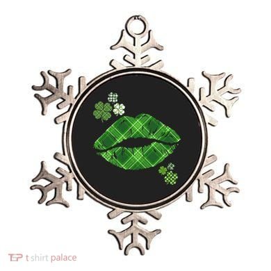 Cute St Patrick's Day Green Plaid Lip Print Ornament