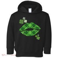 Cute St Patrick's Day Green Plaid Lip Print Toddler Hoodie thumb 0