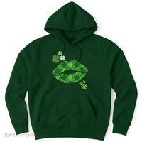 Cute St Patrick's Day Green Plaid Lip Print Hoodie thumb 0