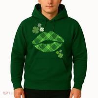 Cute St Patrick's Day Green Plaid Lip Print Hoodie thumb 2