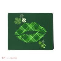 Cute St Patrick's Day Green Plaid Lip Print Mousepad thumb 0