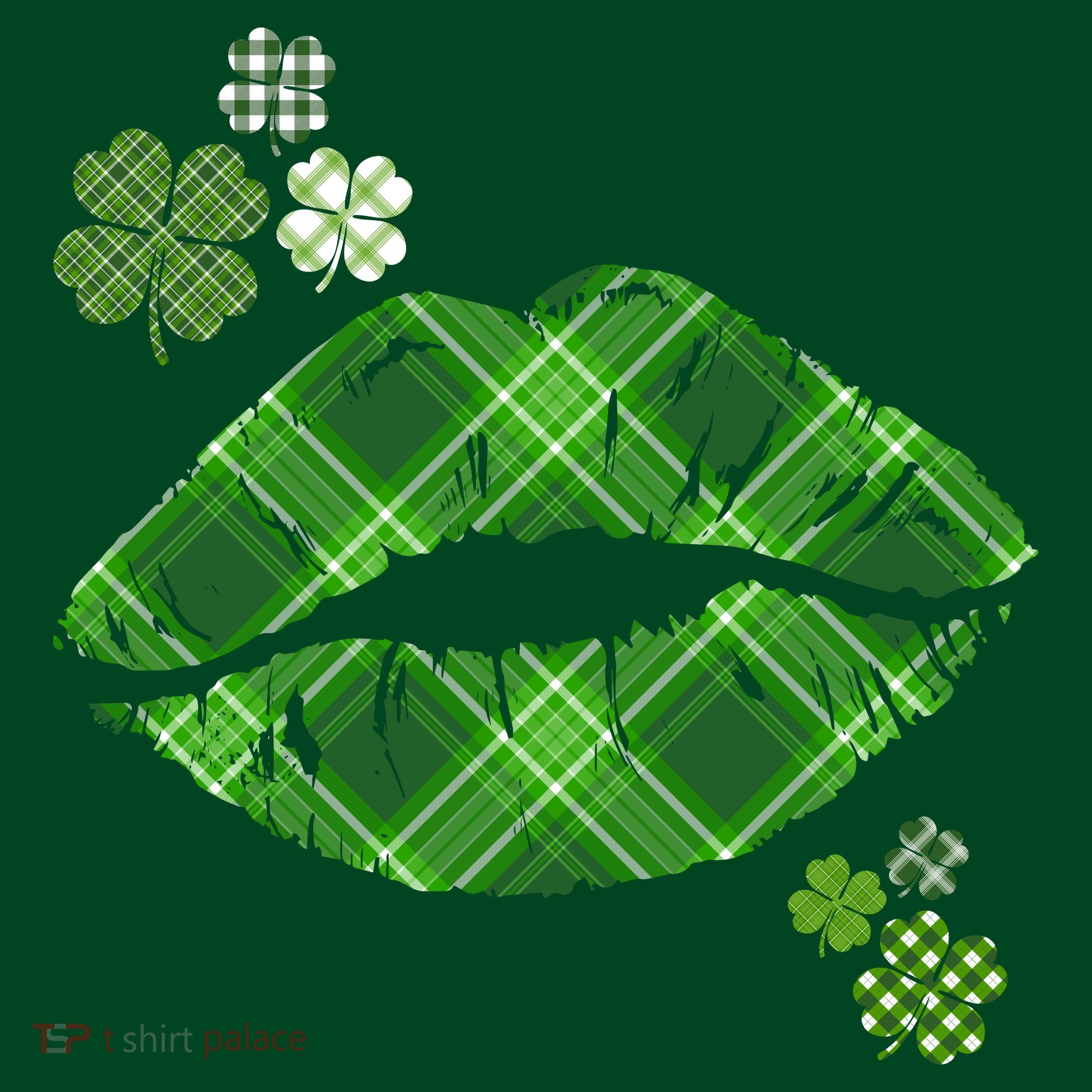 Cute St Patrick's Day Green Plaid Lip Print Mousepad