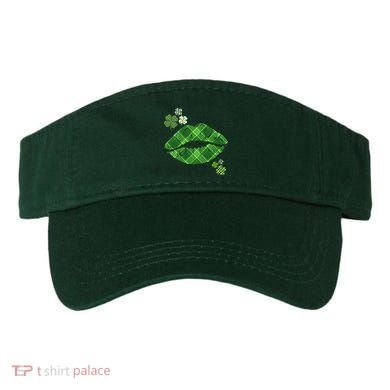 Cute St Patrick's Day Green Plaid Lip Print Visor