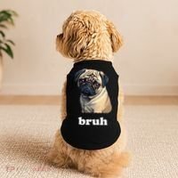 Cute Suspicious Pug says Bruh Funny Dog Doggie Tank thumb 2