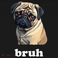 Cute Suspicious Pug says Bruh Funny Dog Long Sleeve Shirt thumb 2