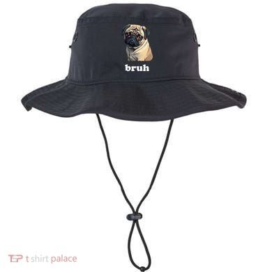 Cute Suspicious Pug says Bruh Funny Dog Bucket Hat