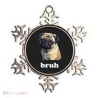 Cute Suspicious Pug says Bruh Funny Dog Ornament thumb 0