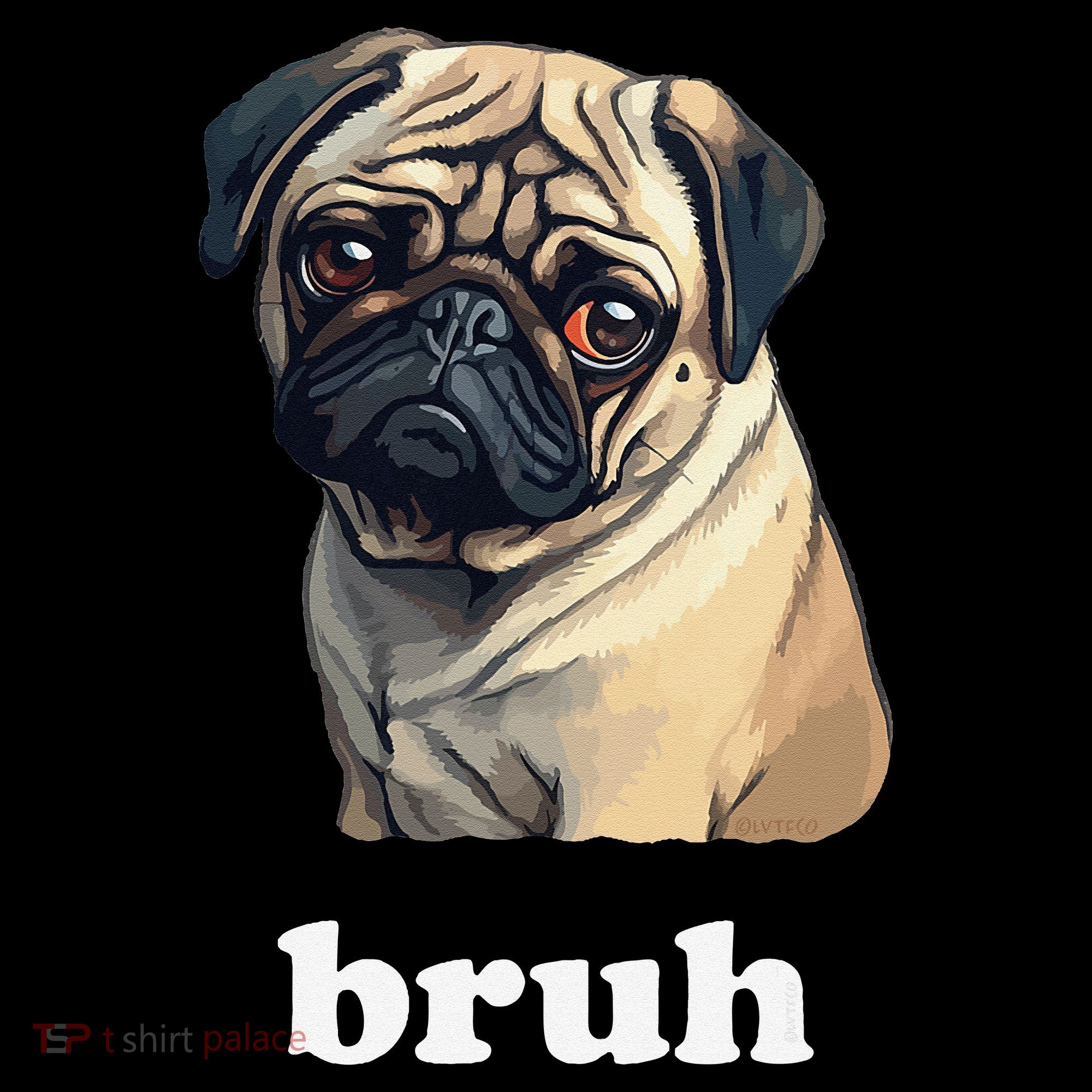 Cute Suspicious Pug says Bruh Funny Dog Women's Tank Top