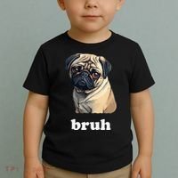 Cute Suspicious Pug says Bruh Funny Dog Toddler T-Shirt thumb 2