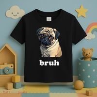 Cute Suspicious Pug says Bruh Funny Dog Toddler T-Shirt thumb 3
