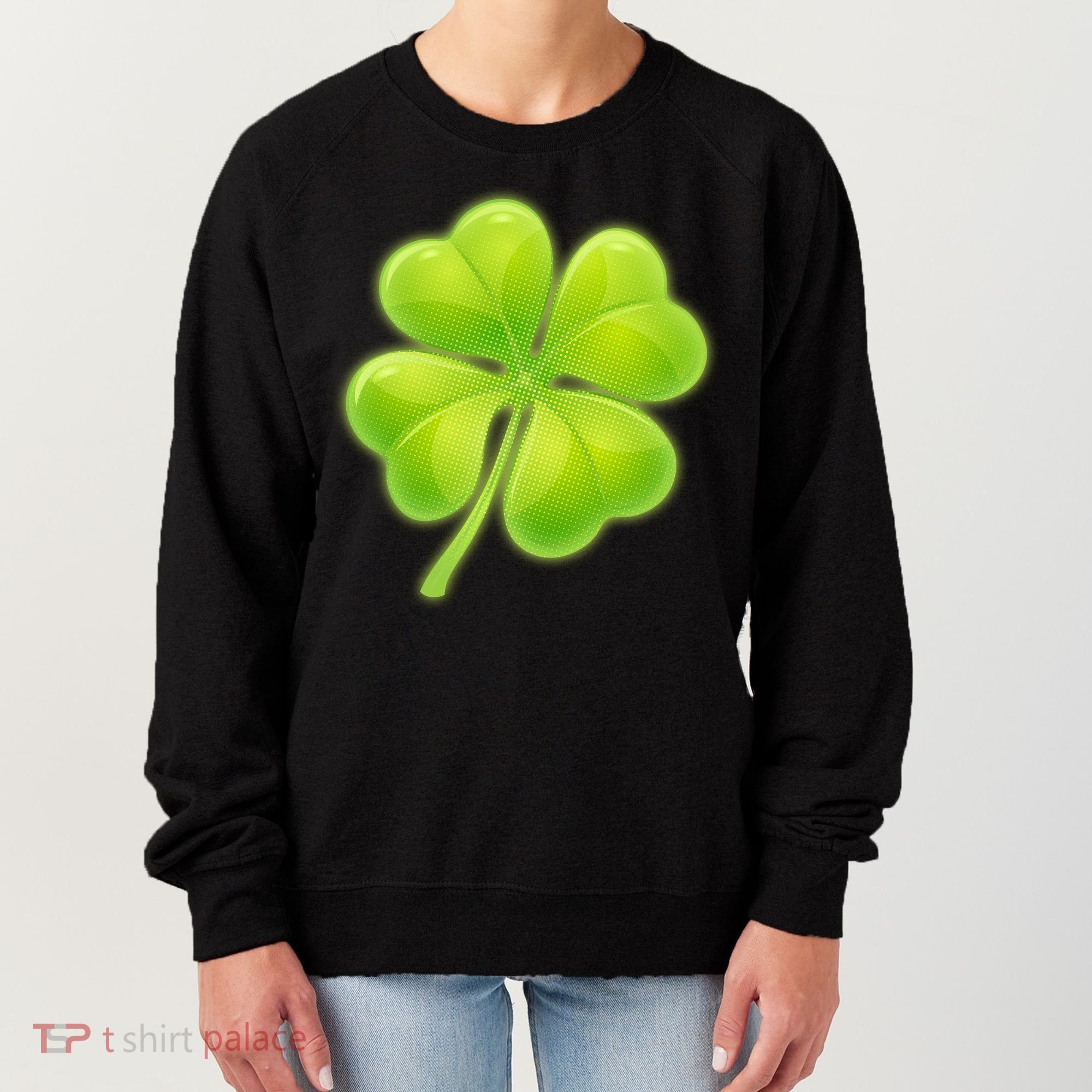 Cute St Patricks Day Lucky Glowing Shamrock Clover Women's Sweatshirt