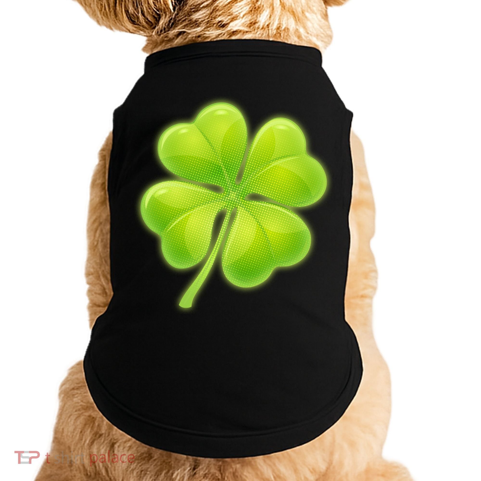 Cute St Patricks Day Lucky Glowing Shamrock Clover Doggie Tank