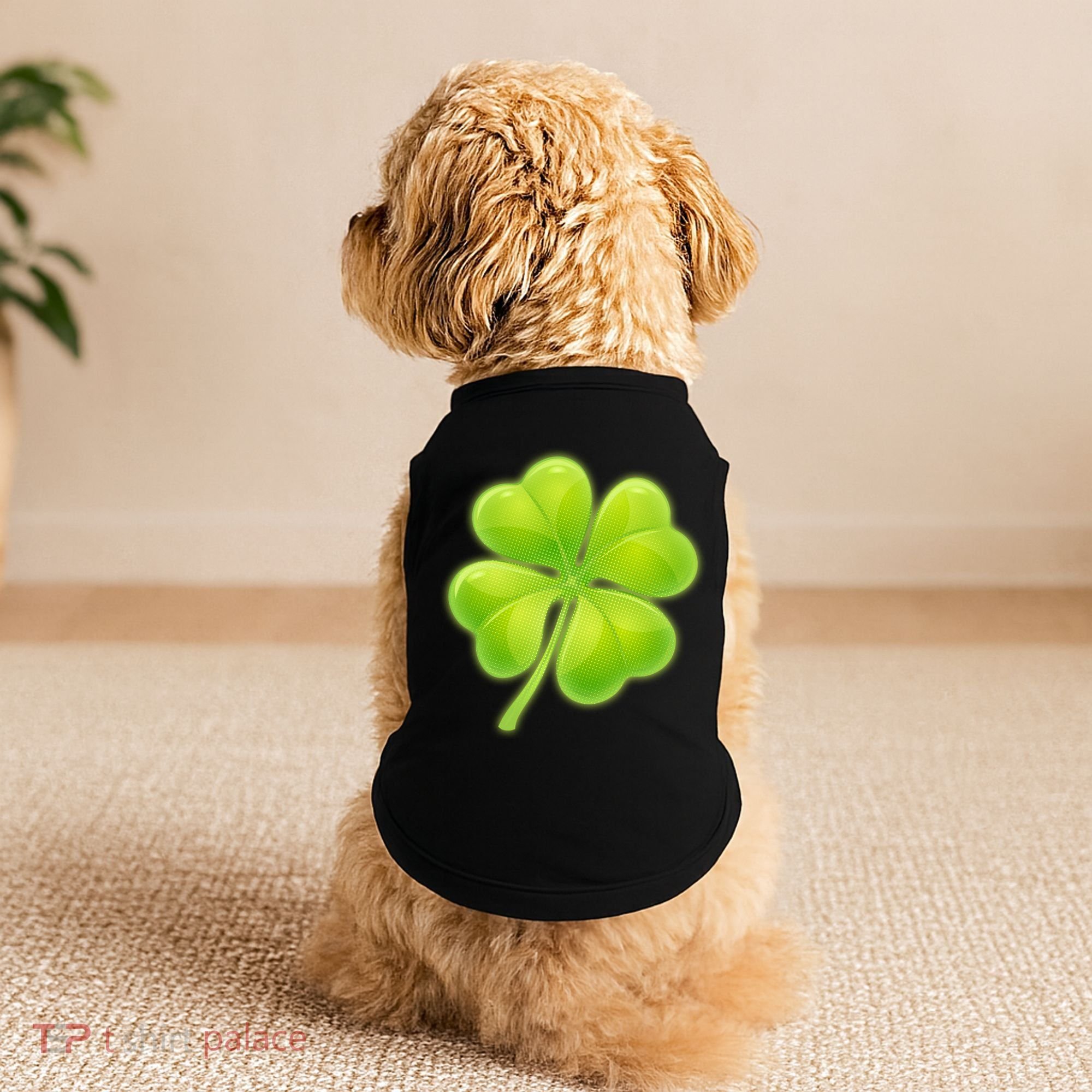 Cute St Patricks Day Lucky Glowing Shamrock Clover Doggie Tank