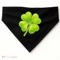 Cute St Patricks Day Lucky Glowing Shamrock Clover USA-Made Doggie Bandana thumb 0