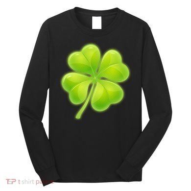 Cute St Patricks Day Lucky Glowing Shamrock Clover Long Sleeve Shirt