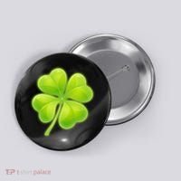 Cute St Patricks Day Lucky Glowing Shamrock Clover Button thumb 0