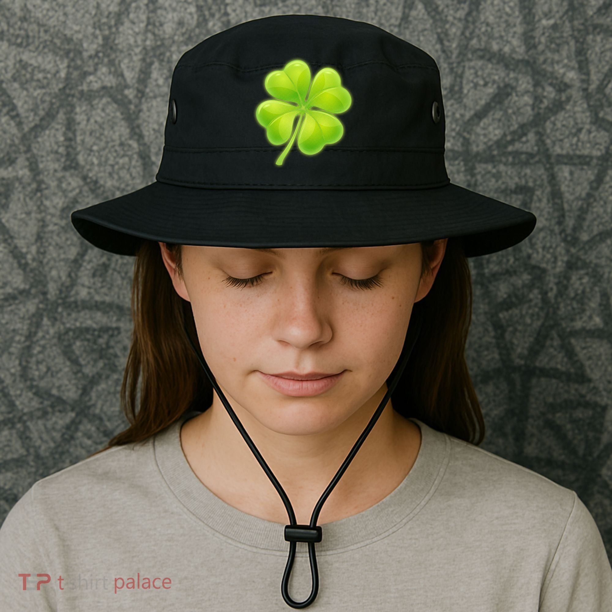 Cute St Patricks Day Lucky Glowing Shamrock Clover Bucket Hat