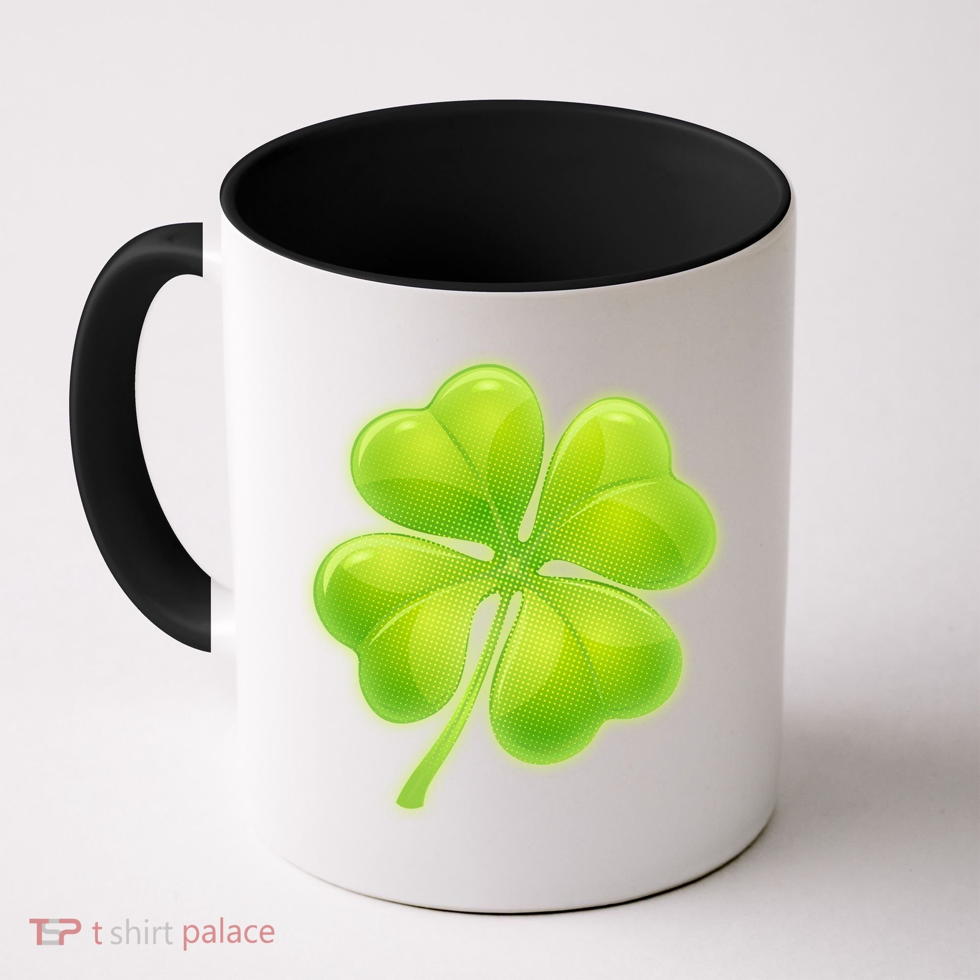 Cute St Patricks Day Lucky Glowing Shamrock Clover Coffee Mug