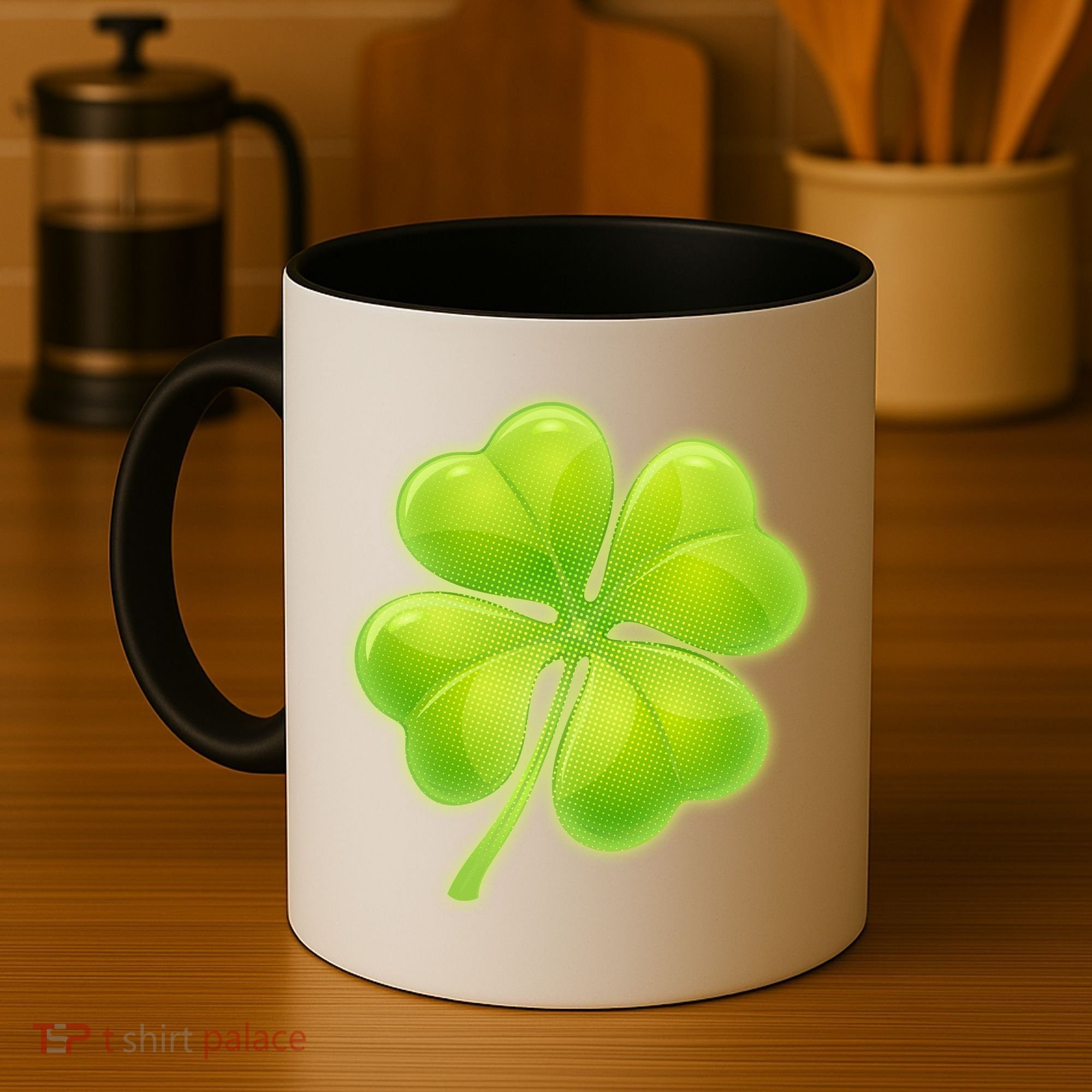 Cute St Patricks Day Lucky Glowing Shamrock Clover Coffee Mug