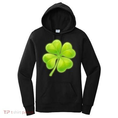 Cute St Patricks Day Lucky Glowing Shamrock Clover Women's Hoodie