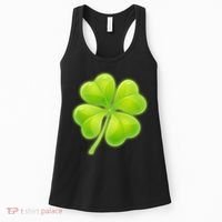 Cute St Patricks Day Lucky Glowing Shamrock Clover Women's Tank Top thumb 0