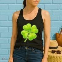 Cute St Patricks Day Lucky Glowing Shamrock Clover Women's Tank Top thumb 2
