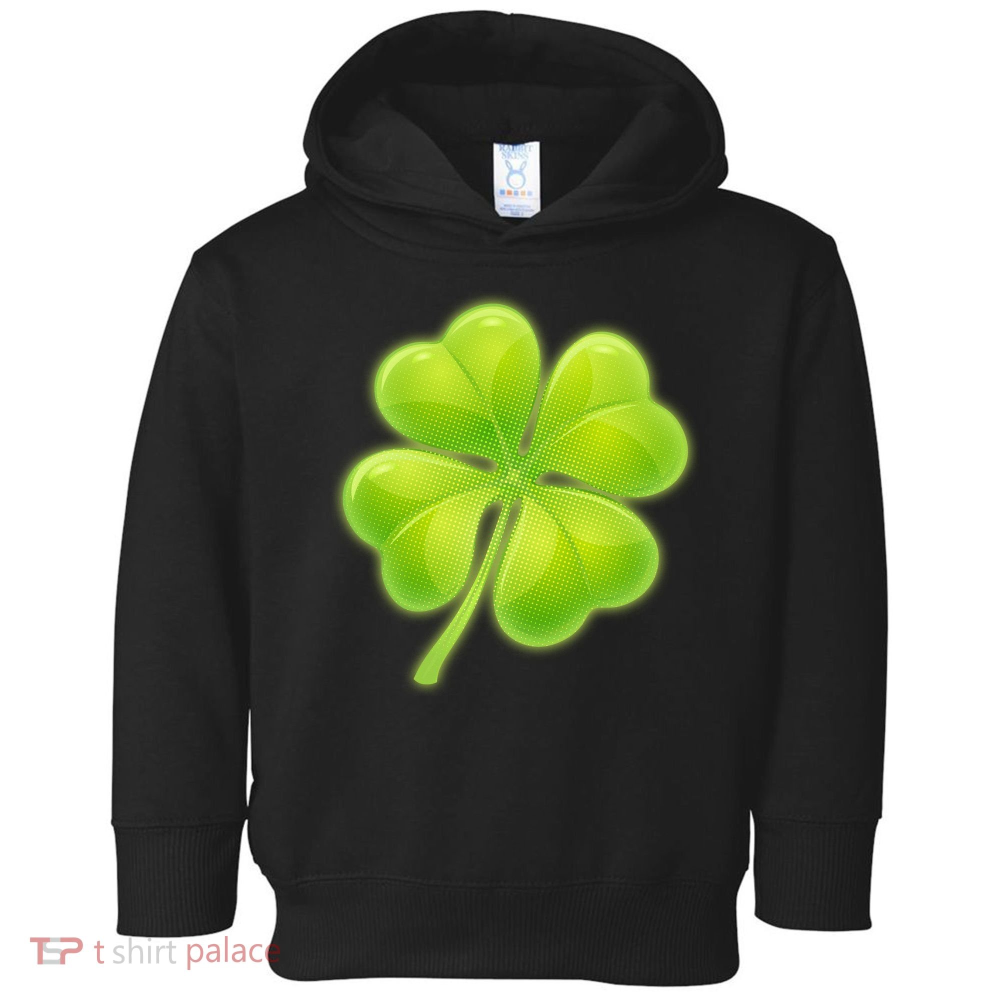 Cute St Patricks Day Lucky Glowing Shamrock Clover Toddler Hoodie